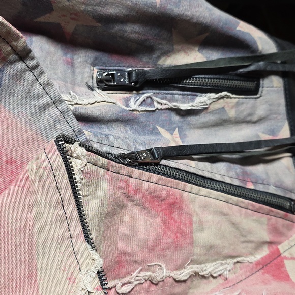 Please Cropped American Flag Mixed Media Jacket, Size Medium - Picture 6 of 13